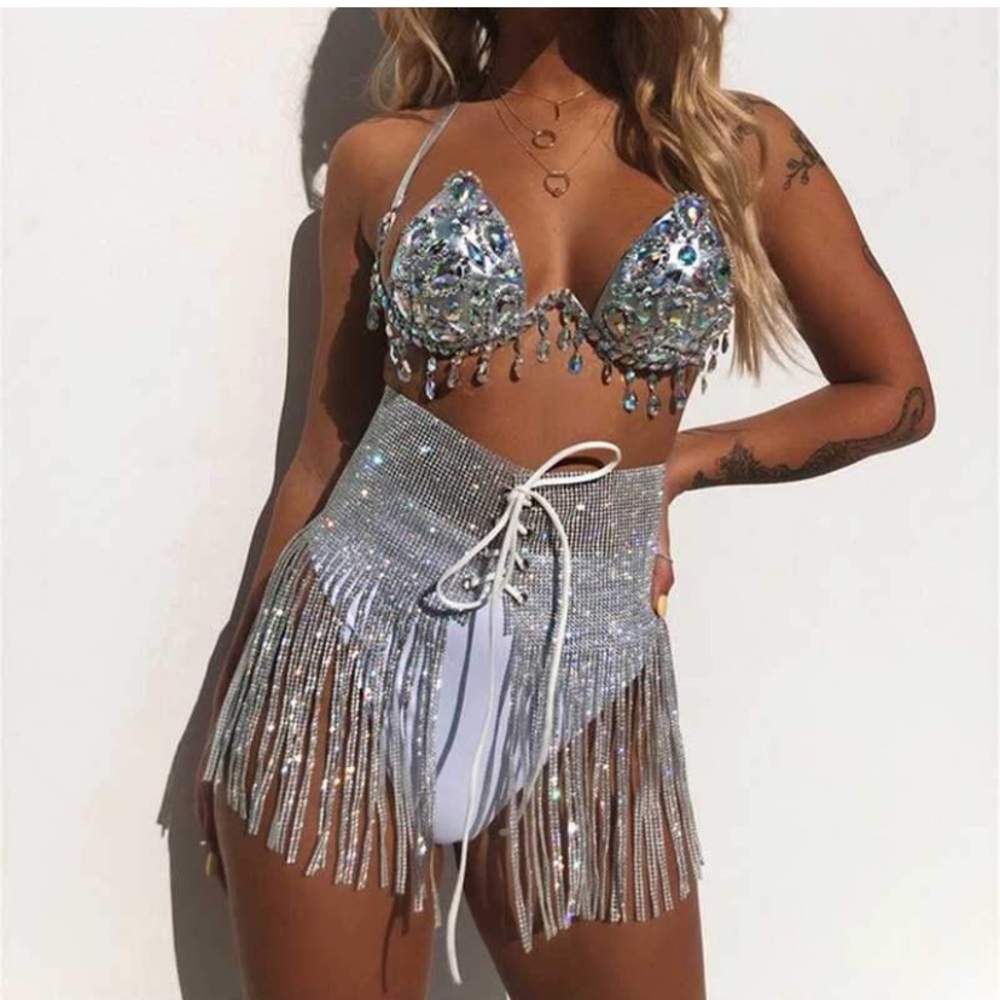 Silver Fringe Skirt